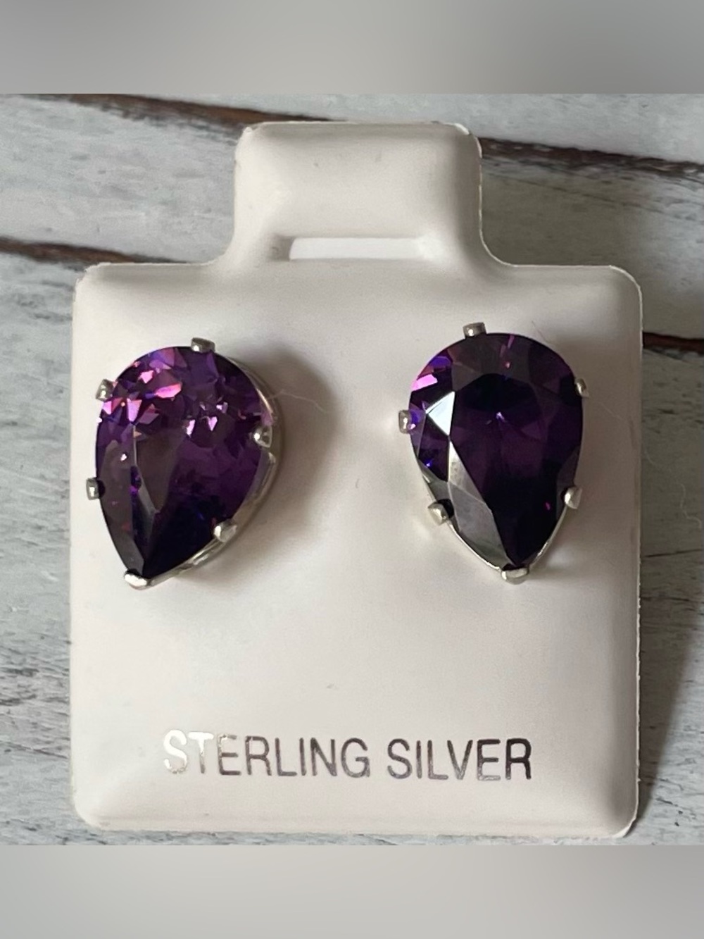 Sterling Silver Pear Stud Earrings